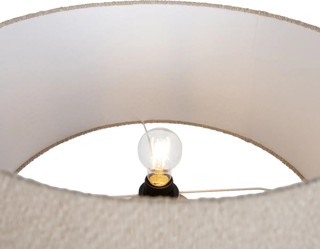 Lampă de podea din lemn cu abajur din material bej tip teddy 50cm - Tripod Classic