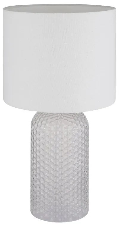Lampa de masa cu baza din sticla abajur textil SOFIA alba