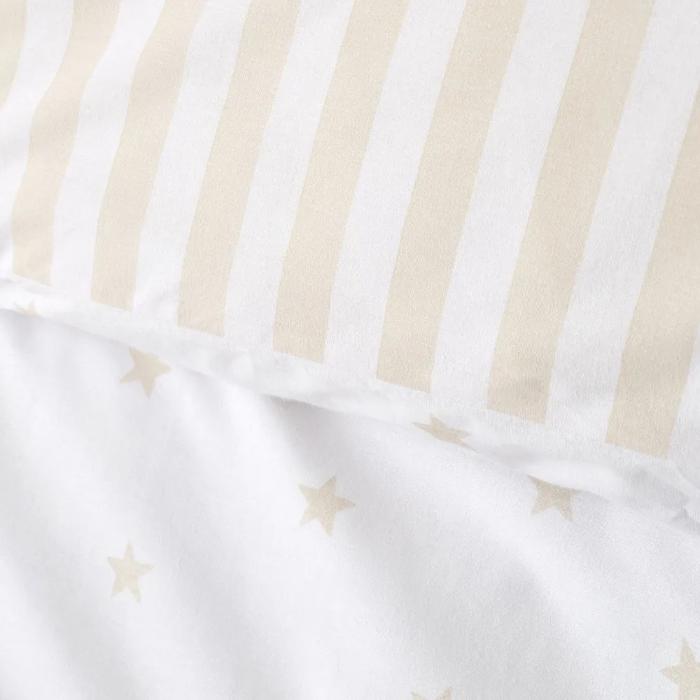Lenjerie de pat pentru copii albă-bej din bumbac pentru pat de o persoană 135x200 cm Mini Star & Stripes – Bianca