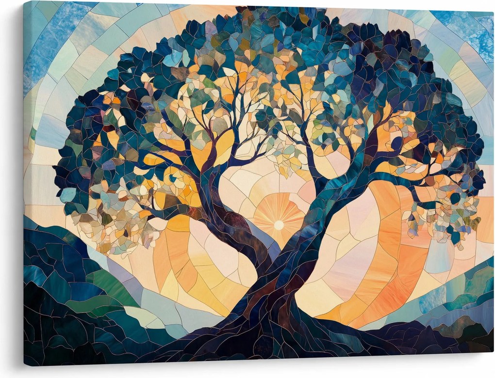 Tablou – Mozaic – soare și arbore II. (70x50 cm)