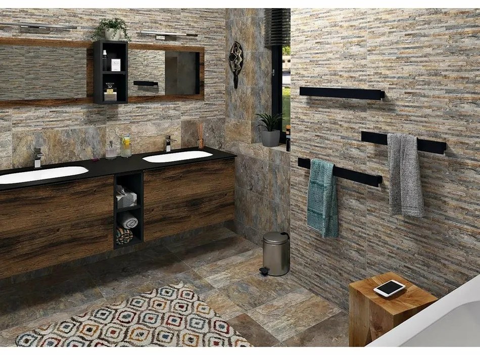 SAPHO PX051 Suport pentru prosoape, 45 x 6 cm,negru mat
