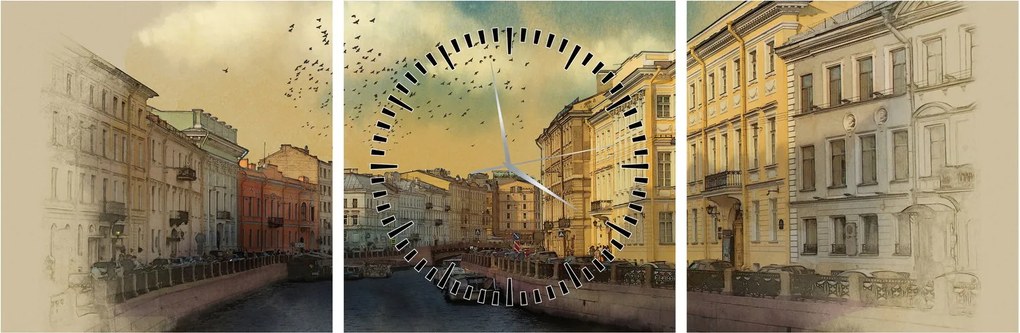 Tablou - Râul Moyka, Sankt Petersburg, Rusia (cu ceas) (90x30 cm)