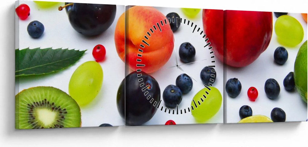 Tablou - fructe cu picături de apă (cu ceas) (90x30 cm)