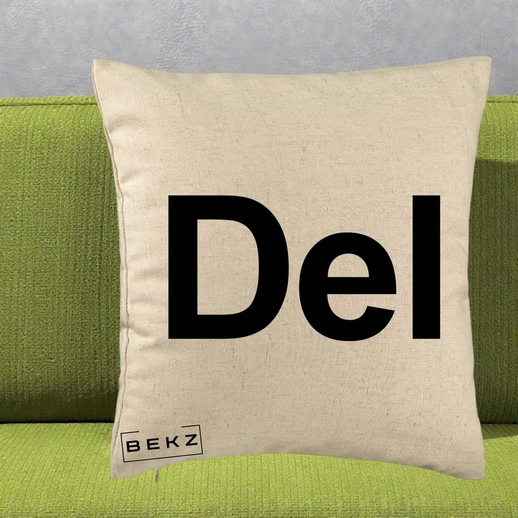 Perna Personalizata Tasta Del Tipografie Bold, 40x40 cm, Bej, Husa Detasabila, Perna Inclusa, BEKZ®