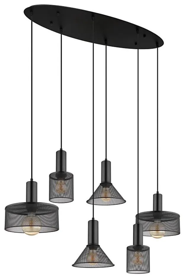 Globo 15648-6H - Lustră suspendată pe cablu JEDD, 6xE27/60W/230V, negru
