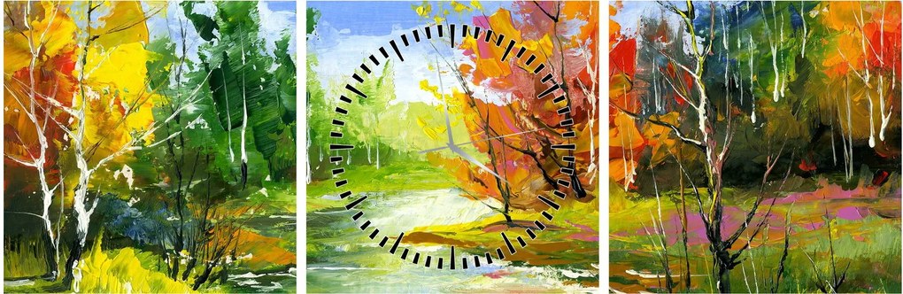 Tablou - Peisaj - pictură (cu ceas) (90x30 cm)