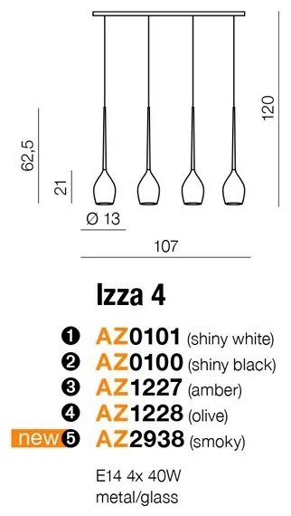Lustra moderna Izza 4 fumurie ZZ AZ2938