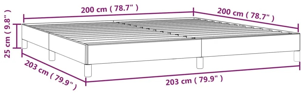 Cadru de pat, negru, 200x200 cm, piele ecologica Negru, 25 cm, 200 x 200 cm