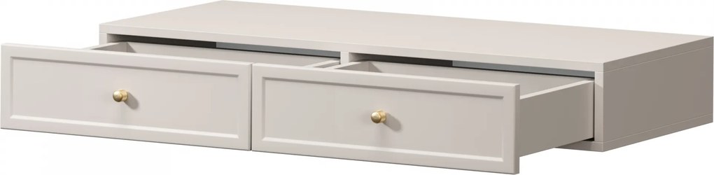 Consolă suspendată cu sertare Lorini 100 cm - cașmir / mânere aurii