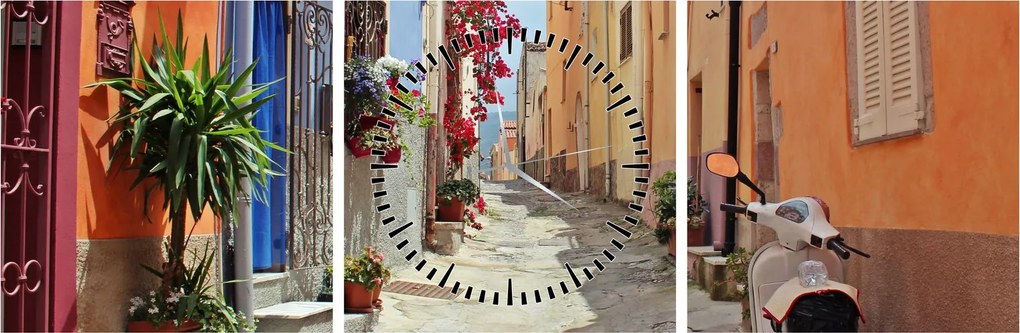 Tablou cu strada din Sardinia (cu ceas) (90x30 cm)