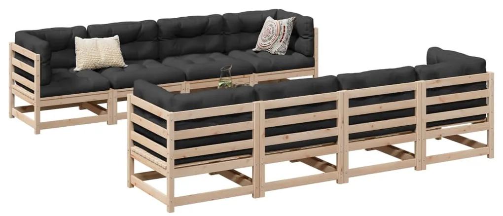 3299358 vidaXL Set canapea de grădină cu perne, 9 piese, lemn masiv de pin