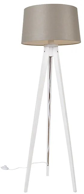 Trepied modern alb cu abajur din in taupe 45 cm - Tripod Classic