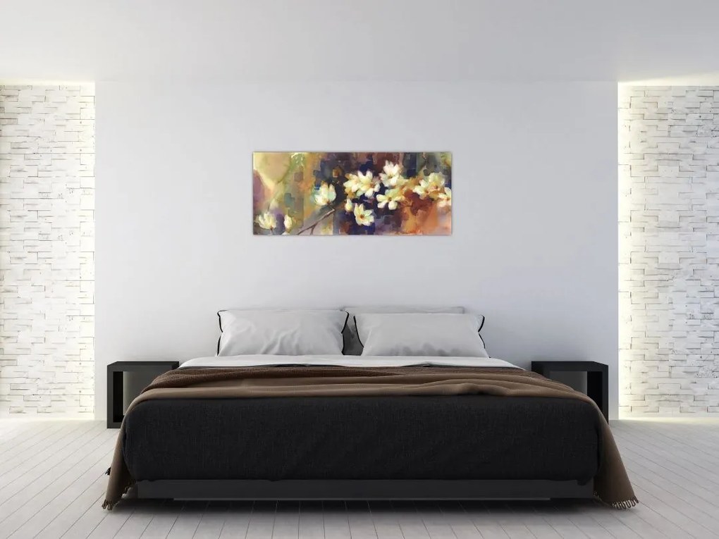 Tablou - Magnolii albe, pictură (120x50 cm)
