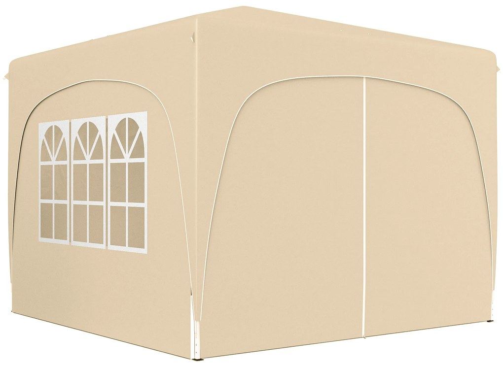 Outsunny Pavilion Barnum Cort pliant pentru recepții 3 x 3 x 2,73 m cu ferestre + Geantă de transport nisip | Aosom Romania