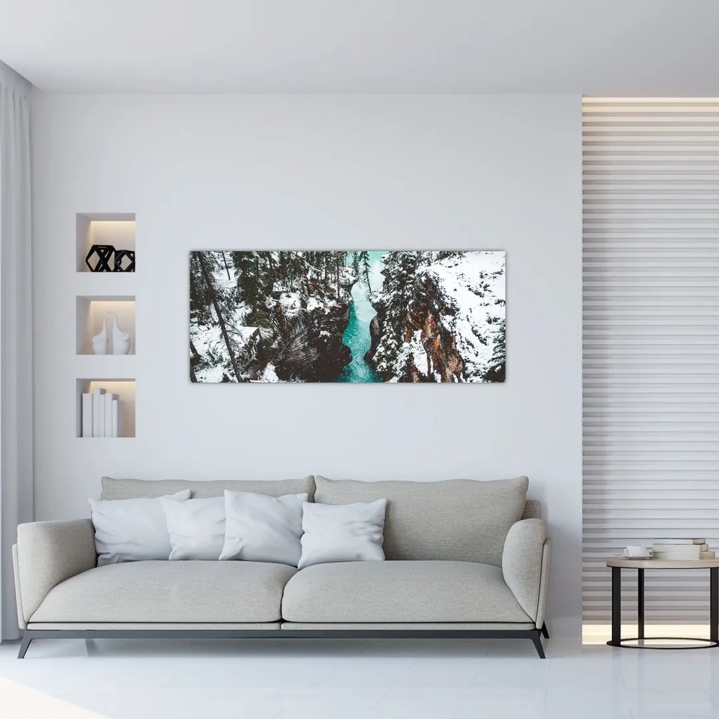 Tablou - râul de munte iarna (120x50 cm)