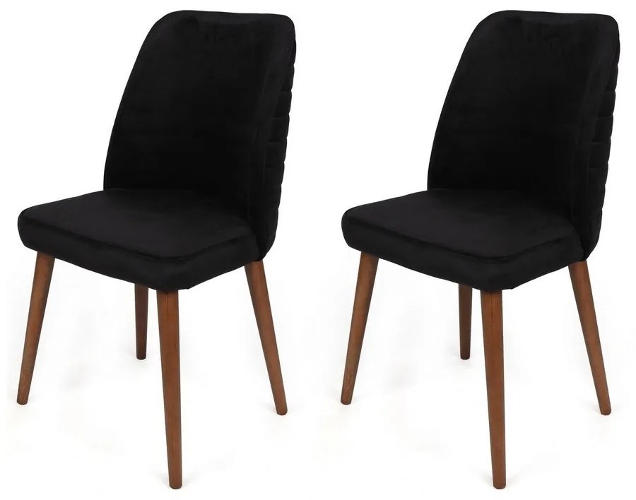Set de scaune de sufragerie Tutku Black andWalnut, 2 buc.