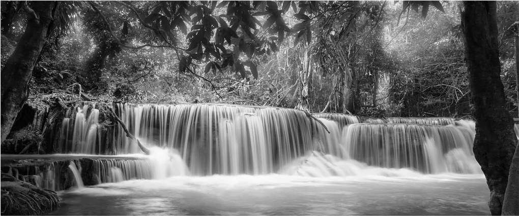 Tablou - Cascada alb-negru și alb (120x50 cm)