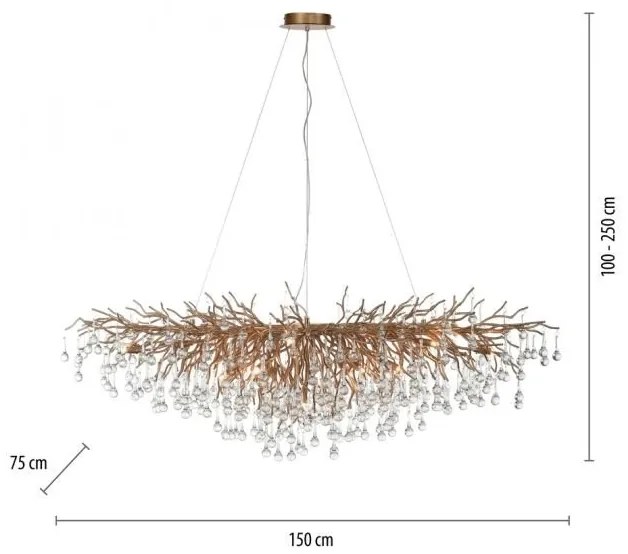Lustra suspendata design magnific ICICLE alama antic, 75x150cm