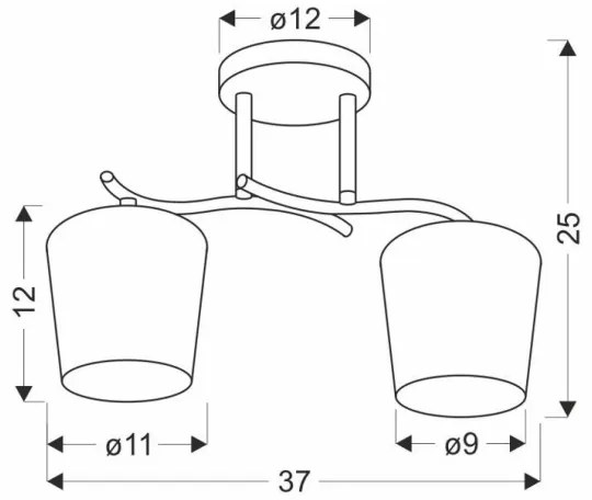 Lustră pe tijă ESNYR 2xE27/40W/230V negru/alb