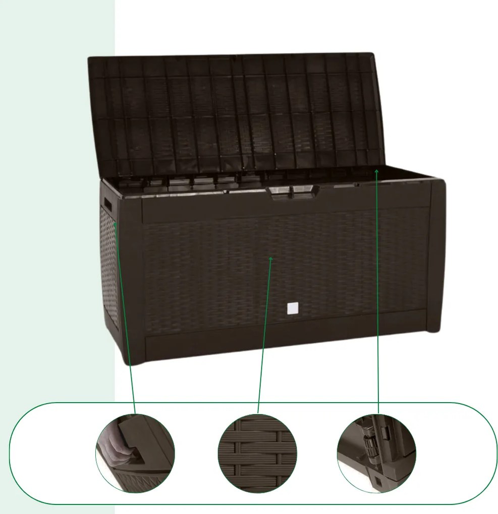 Cutie de depozitare RATO, 310L, 119x48x60cm, maro Prosperplast