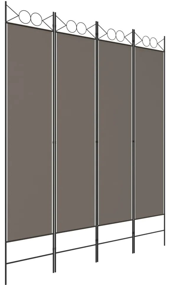 350168 vidaXL Paravan de cameră cu 4 panouri, antracit, 160x220 cm, textil