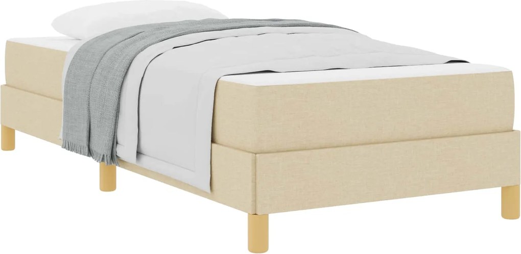 vidaXL Pat cu arcuri cu saltea Crem 90 x 200 cm țesătură