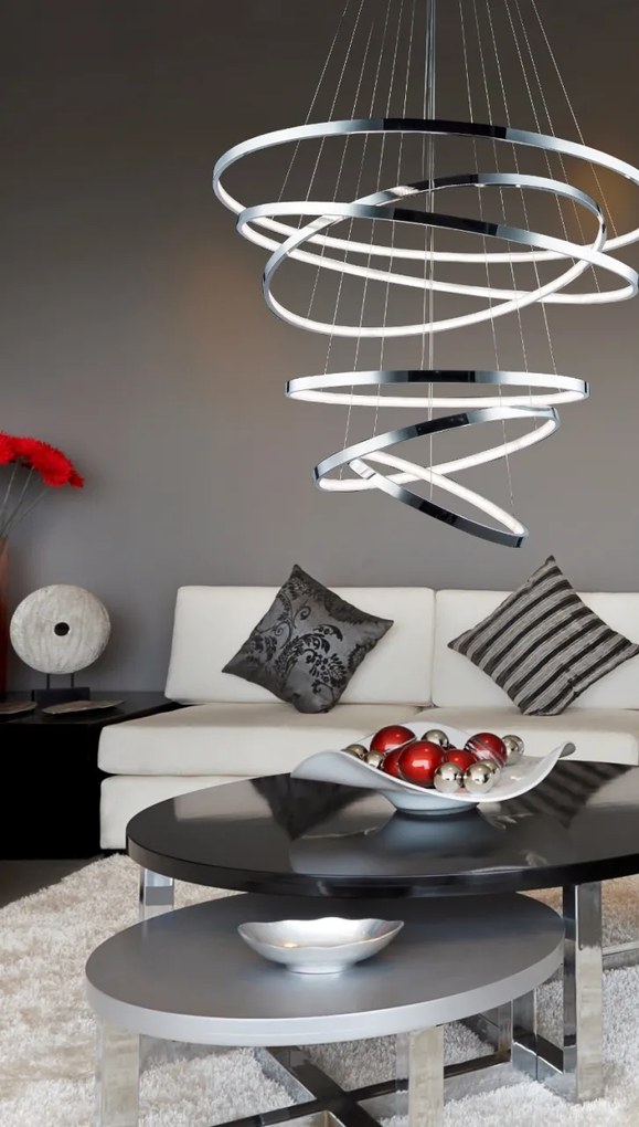 Lustra LED dimabila design modern casa scarii Wheel 6 Long crom