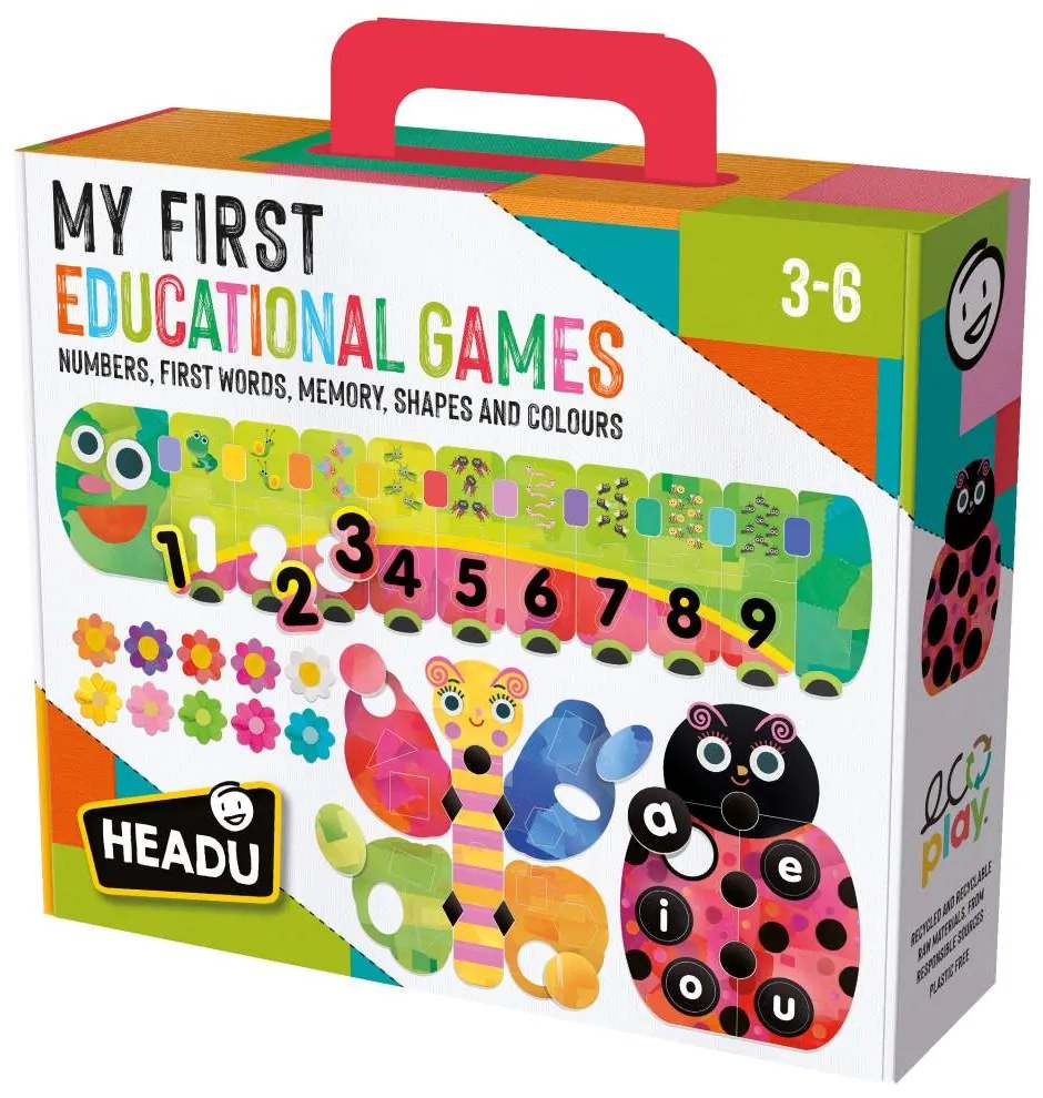 ECOPLAY PRIMUL MEU JOC EDUCATIONAL MEMOREAZA FORMELE, CULORILE, NUMERELE SI VOCALELE - HEADU (HE57564)