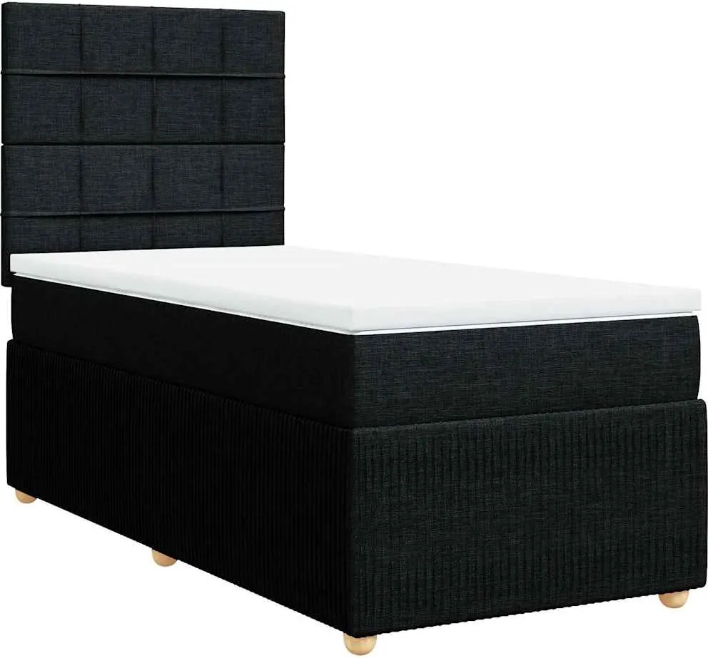 vidaXL Pat box spring cu saltea, negru, 80x200 cm, textil