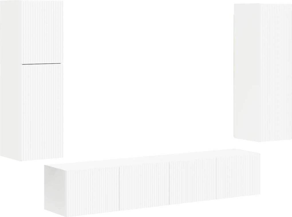 vidaXL Set comodă TV Pe perete 4 pcs Alb Lemn compozit