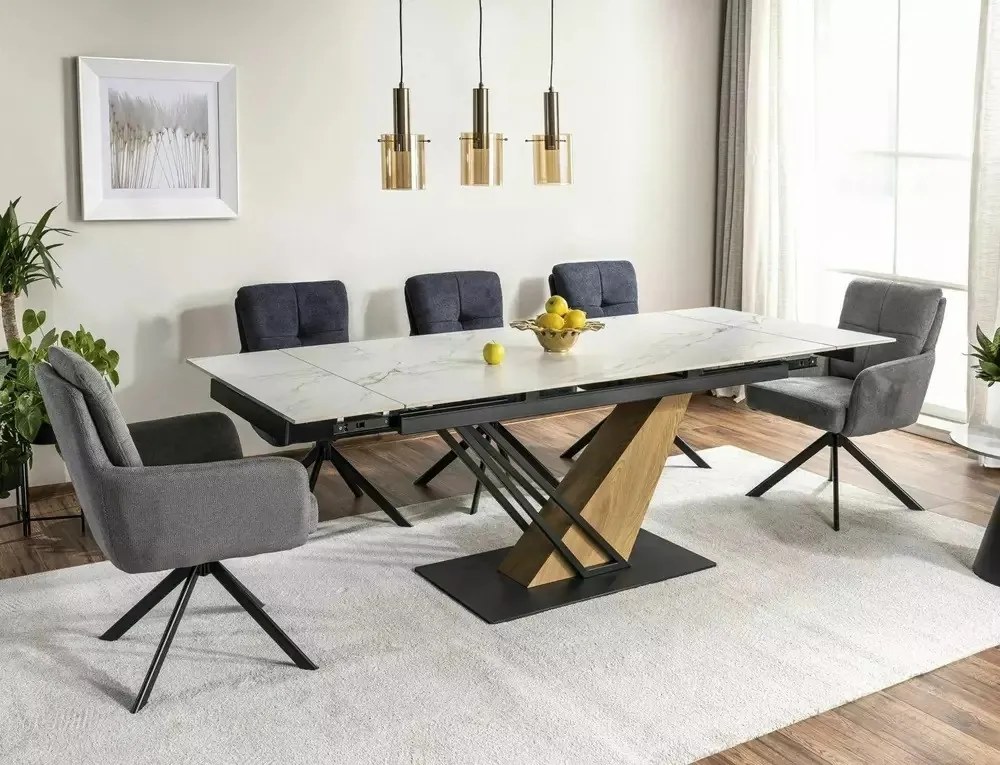 Masa extensibila Genesis alb/stejar L180-240 cm