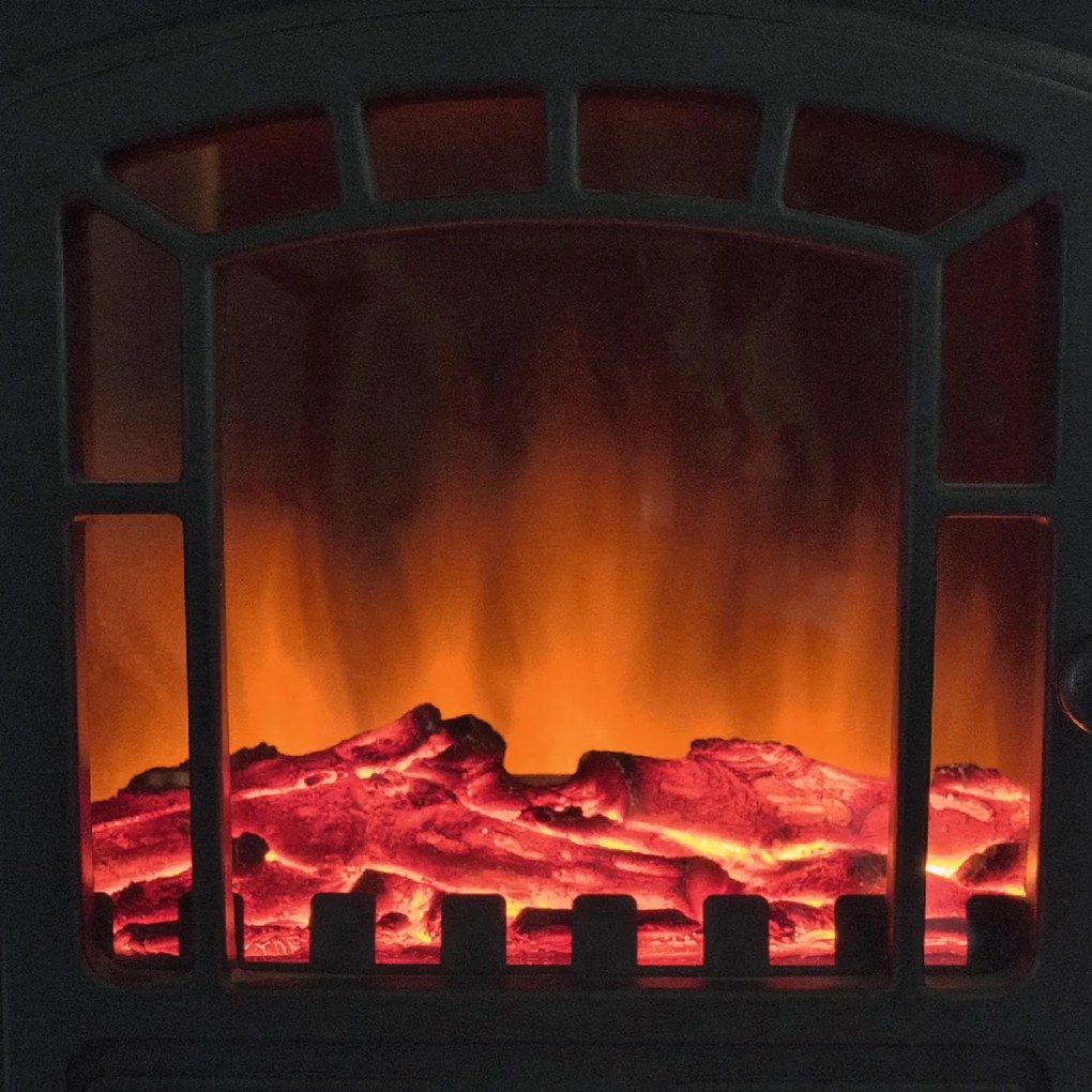 Semineu electric cu picioare, negru