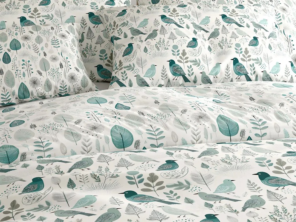 Lenjerie de pat policoton LEAFBIRD POLY alb-verde Dimensiune lenjerie de pat: 70 x 90 cm | 140 x 200 cm