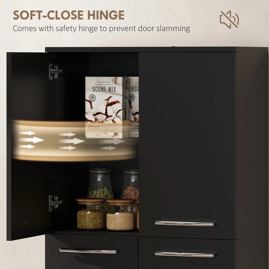 HOMCOM Mobilier de depozitare cu 2 dulapuri și rafturi reglabile din lemn negru | Aosom Romania