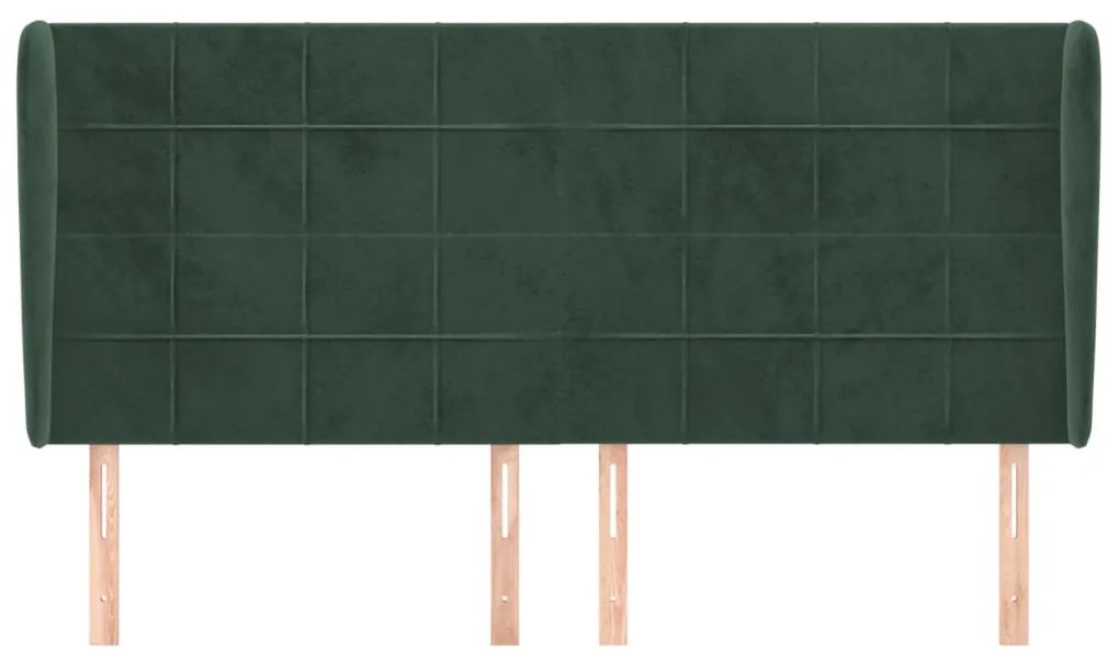 Tablie pat cu aripioare verde inchis 183x23x118 128 cm catifea 1, Verde inchis, 183 x 23 x 118 128 cm