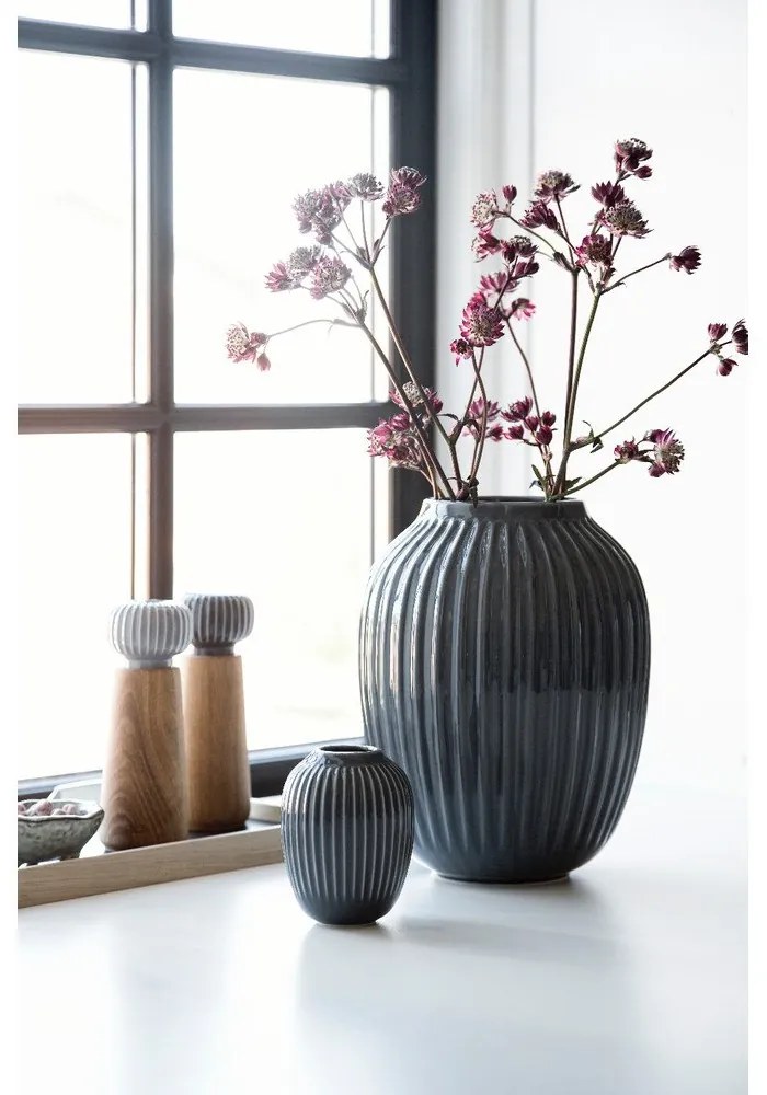 Vază din gresie Kähler Design Hammershoi, ⌀ 8,5 cm, gri antracit