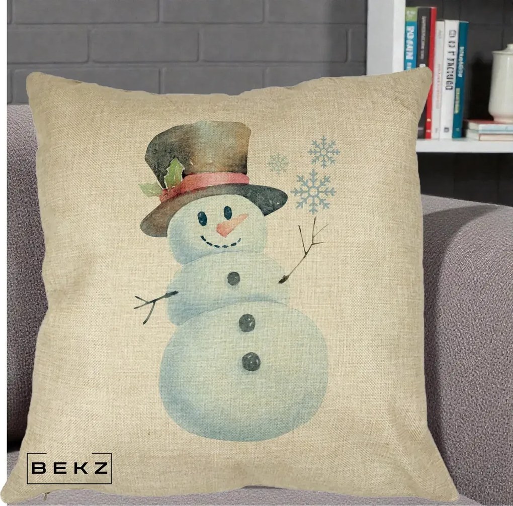 Perna Decorativa Om de Zapada cu Joben si Vasc, 40x40 cm, Crem, Husa Detasabila, Perna Inclusa, BEKZ®