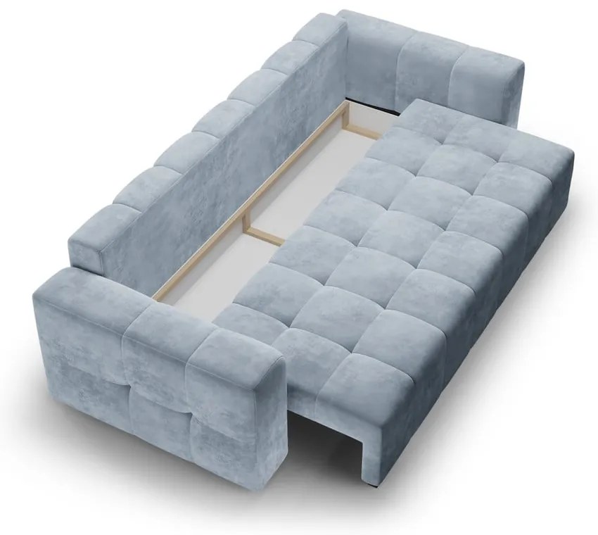 Canapea extensibila din catifea Milo Casa Luca, albastru deschis