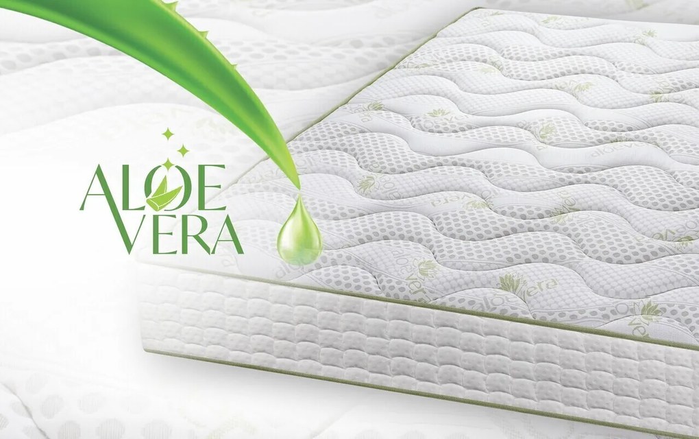Saltea ortopedica Aloe Vera Dual Confort, 140x200x25 cm, Memory 4 cm, 7 zone de confort, reversibila, fermitate medie