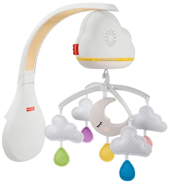 Carusel muzical Fisher-Price Calming Clouds GRP99, Lampa noapte, Nori, Alb