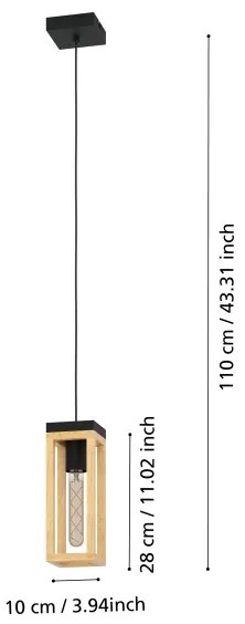 Lustră pe cablu NAFFERTON 1xE27/40W/230V Eglo 43743