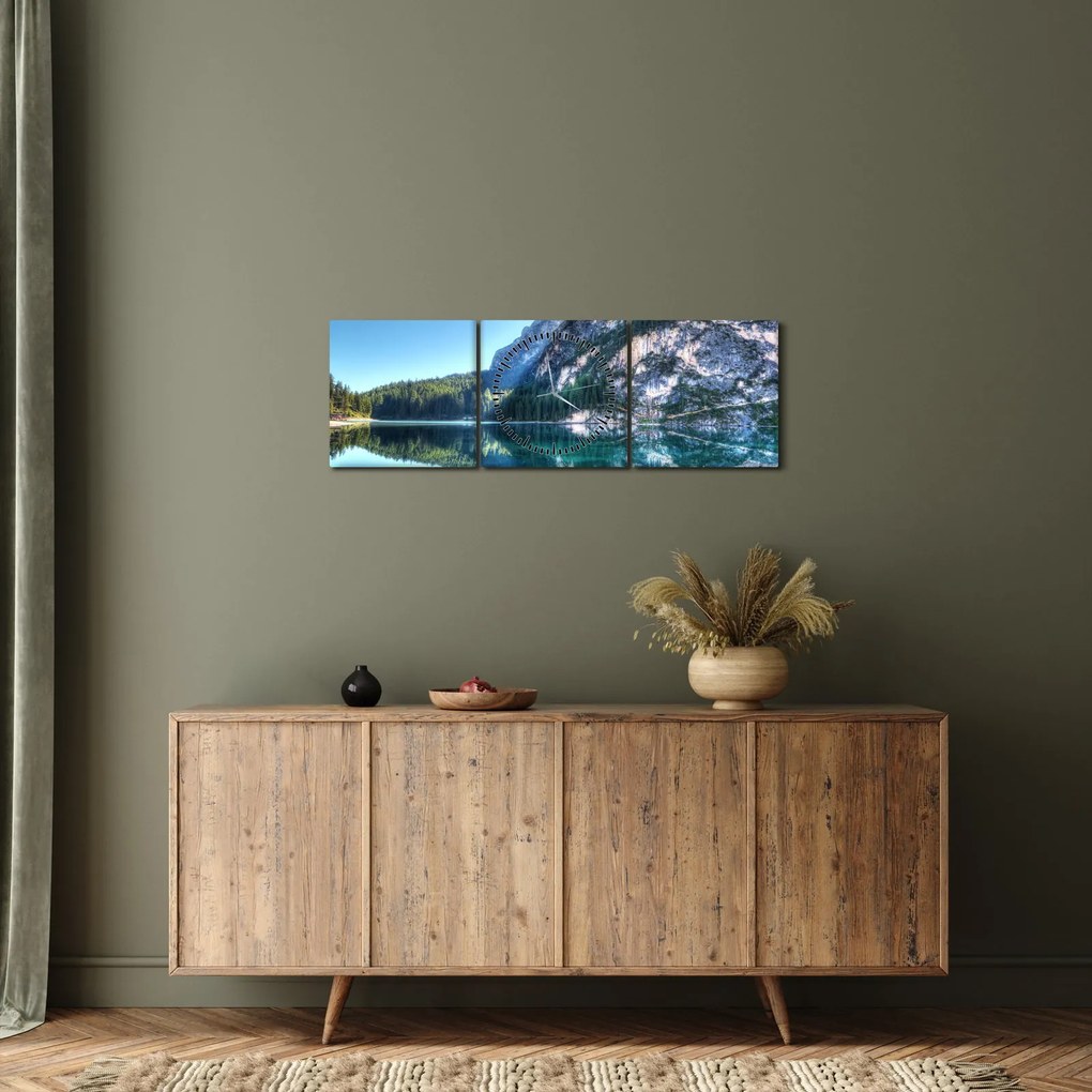 Tablou - Lac montan (cu ceas) (90x30 cm)