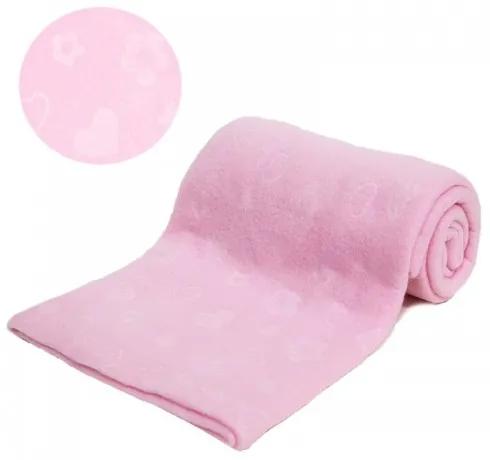 Paturica bebe din fleece roz Soft Touch