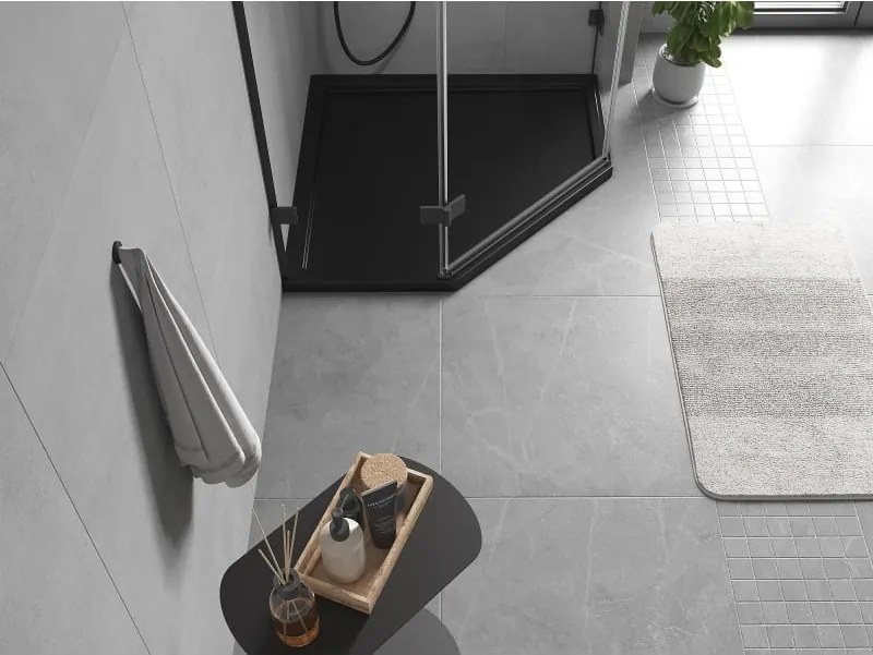 Mexen Flow cadă de duș pentagonală slim 90 x 90 cm, negru mat - 46P709090