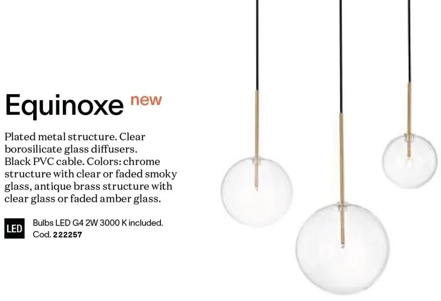 Lustra cu 6 pendule EQUINOXE SP6 antique crom/ faded smoky