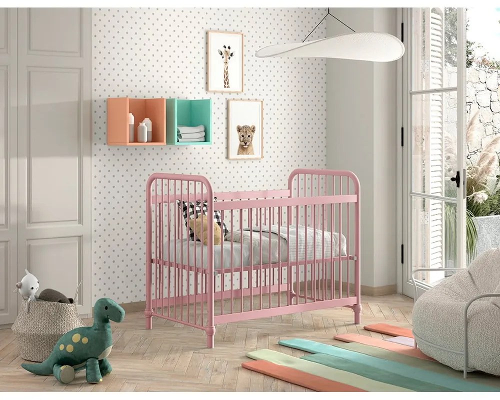 Pătuț roz din metal 60x120 cm BRONXX – Vipack