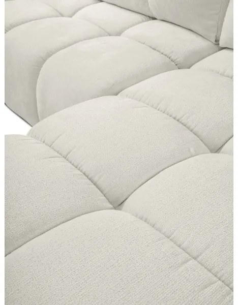 Colțar extensibil tapițat ALMADA, formă L, versiune pe partea dreaptă, bej, cu spațiu de depozitare