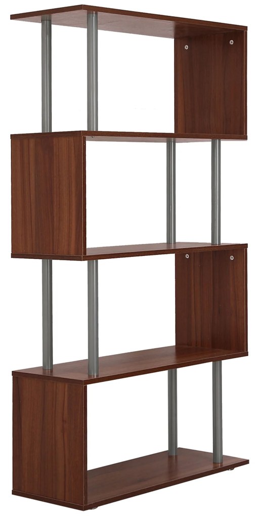 Homcom Biblioteca de Perete in Lemn, Castaniu, 80x30x145cm