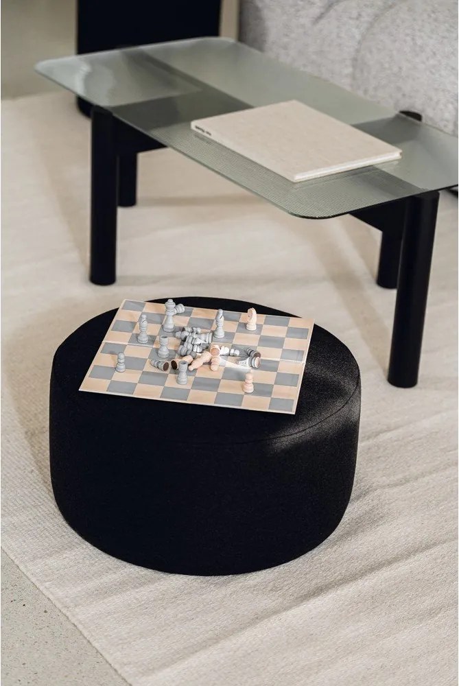 Măsuță de cafea neagră cu blat din sticlă 55x105 cm Kob – noo.ma