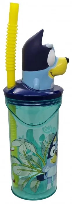 Bluey Splash Pahar cu pai din plastic 3D 360 ml